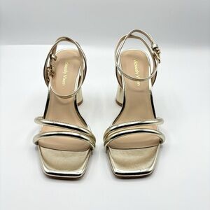 Women's Block High Heels Square Toe Heeled Sandals Ankle Strap Shoes Size 6